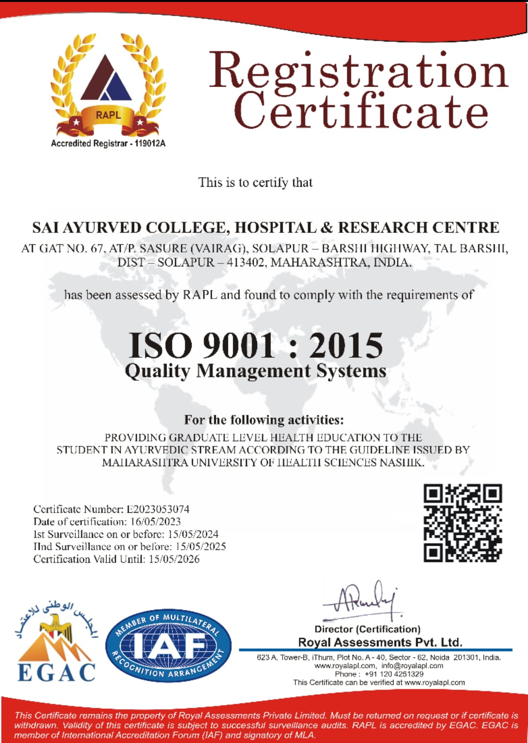accrediation certificate